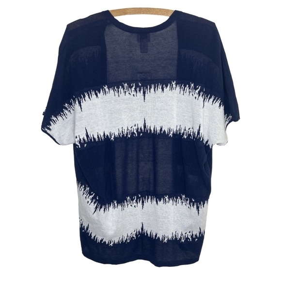 NWT CHICO’S Static Wave Kadie Cardi Jacket Midnight Blue White Size 0 Small - Picture 2 of 14